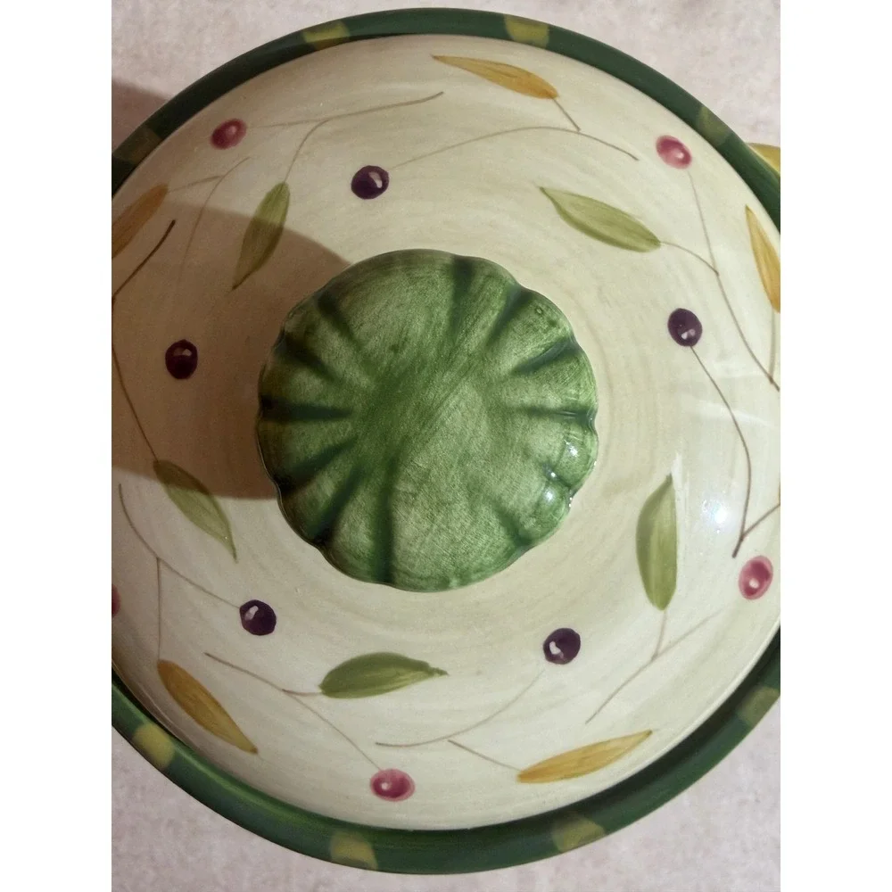 Certified International La Toscana Gladding Ceramic Fruit Floral‎ Canister w Lid